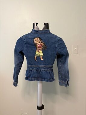 Girls' Blue Denim Jacket with Hand Painted Character